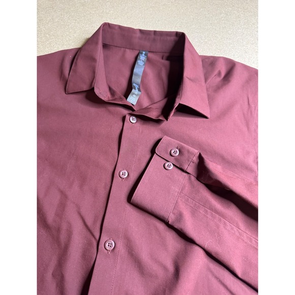 Lululemon Other - Lululemon Commission Long‎ Sleeve Shirt Mens Medium Maroon Burgundy Button Down